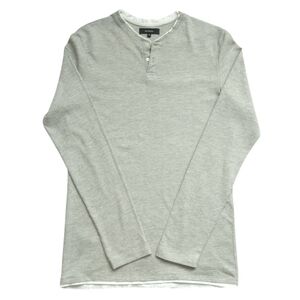 RESERVED Men's Light Gray Long Sleeve Cotton Henley T-shirt Size M